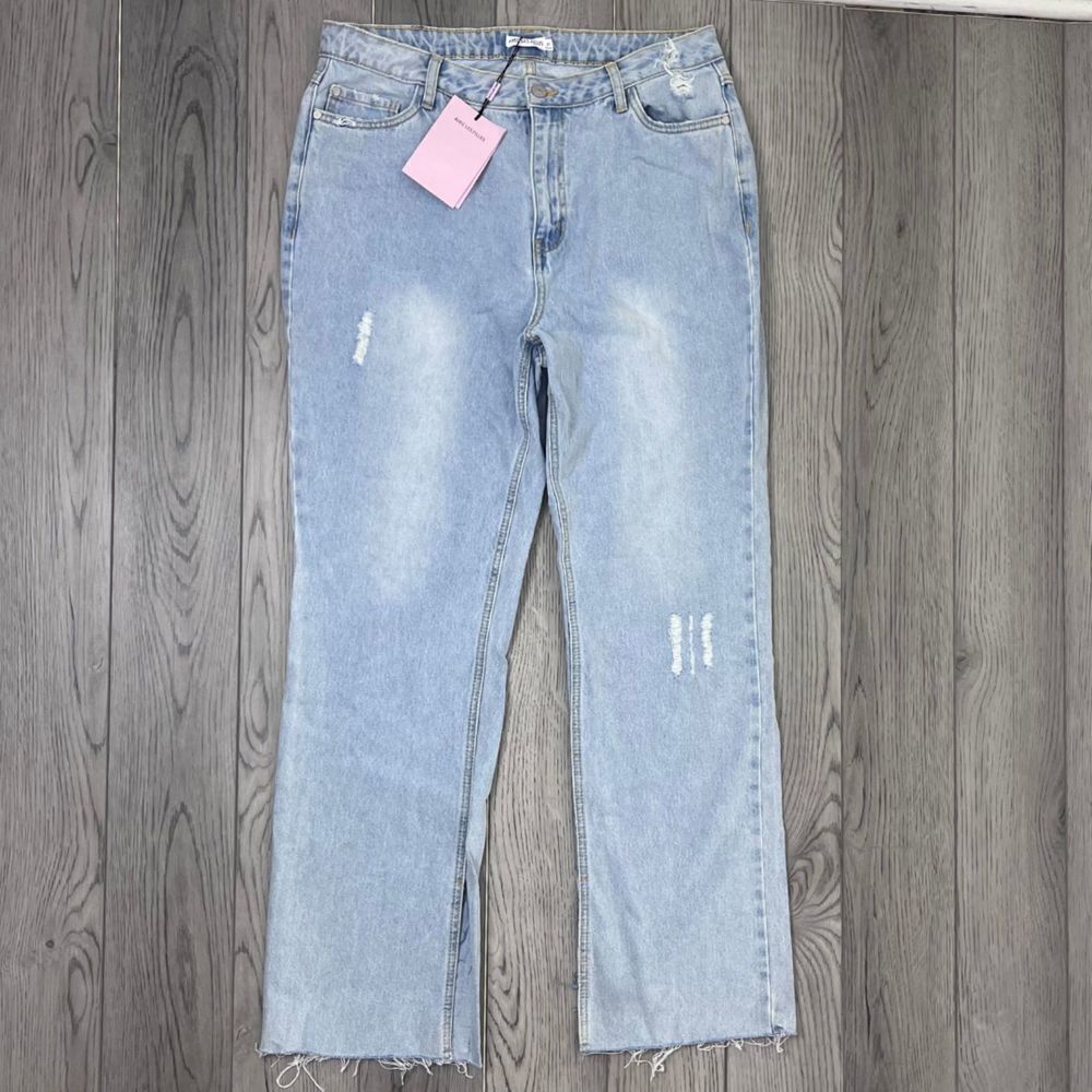 Avec Les Filles Size 31 Cotton Straight Leg Distressed High Rise Denim NEW Jeans - Picture 10 of 15
